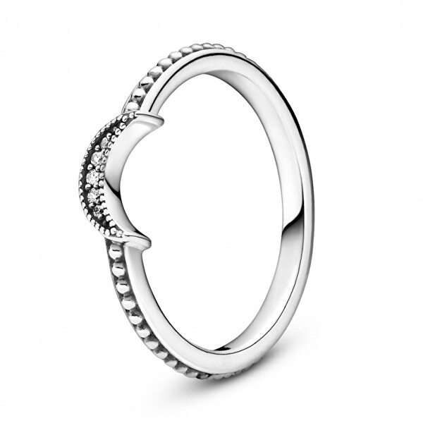 Oslnivý stříbrný prsten s kamínky Crescent Moon 199156C01