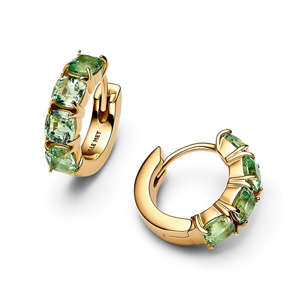 Pozlacené kruhy se zelenými křišťály Timeless Shine 263851C01