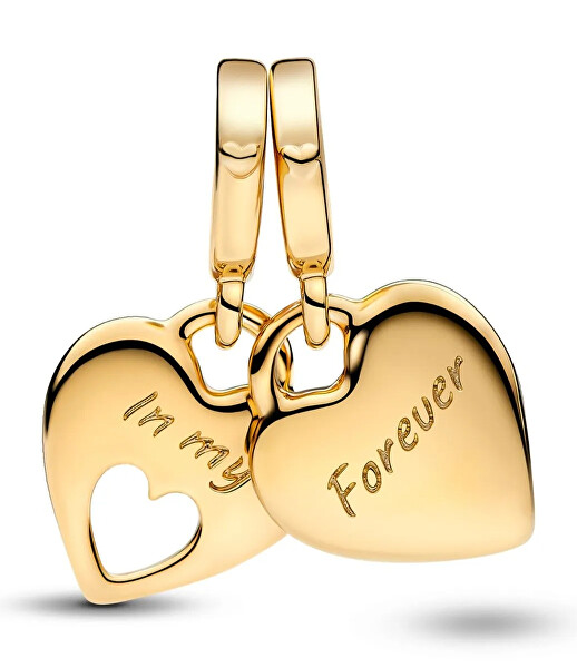 Pozlacené srdíčkové přívěsky Matka a dcera Double Heart 769187C01