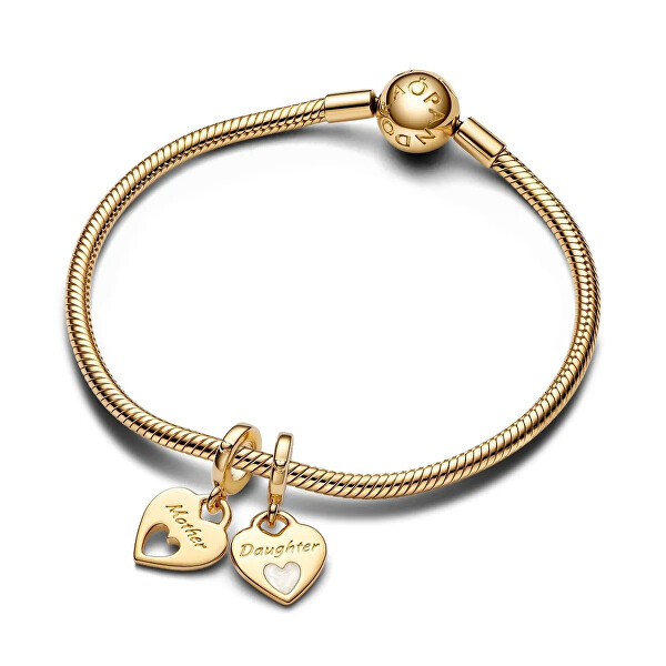 Pozlacené srdíčkové přívěsky Matka a dcera Double Heart 769187C01