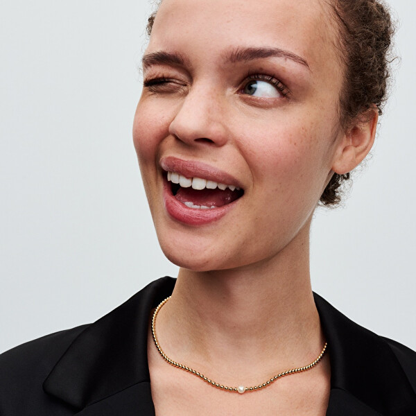 Pozlacený kuličkový náhrdelník s perlou Shine Timeless 363176C01-45