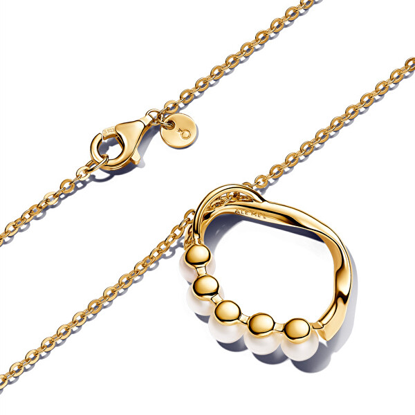 Pozlacený náhrdelník s pravými perlami Essence Shine 363254C01-60