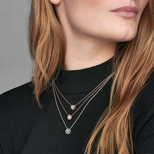 Pozlacený náhrdelník s třpytivým srdíčkem Rose Timeless 388425C01-45