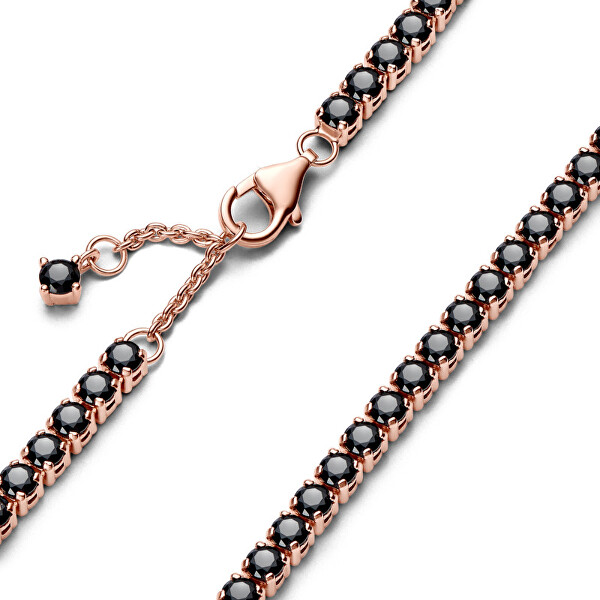 Bracciale tennis placcato oro con cristalli neri Rose Timeless 581469C02