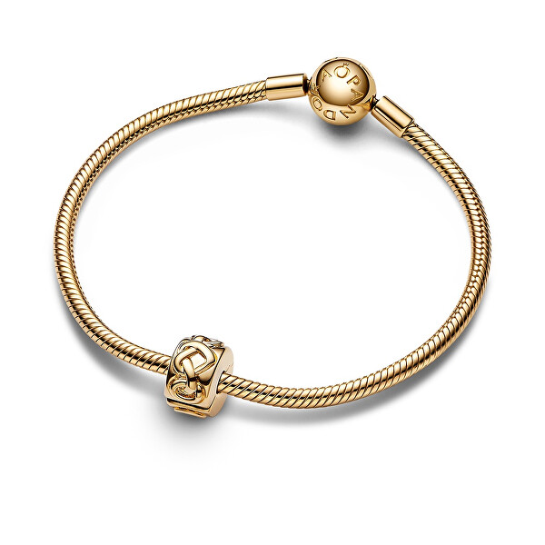 Pozlacený klipový korálek Propletená srdce Shine 768035C00