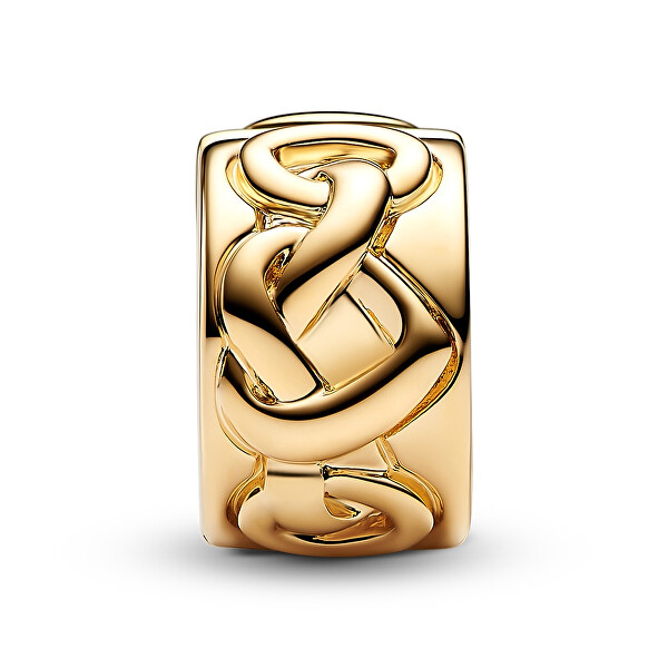 Pozlacený klipový korálek Propletená srdce Shine 768035C00