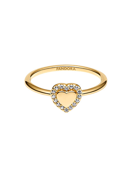 Romantický pozlacený prsten Srdce s aureolou Shine Timeless 163801C01
