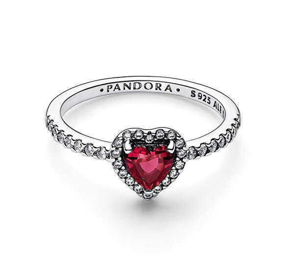 Romantikus ezüst gyűrű piros kristállyal 198421C02