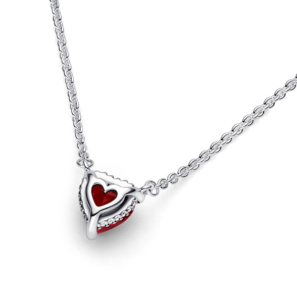 Slušivý strieborný náhrdelník Trblietavé srdce Timeless 392542C01-45