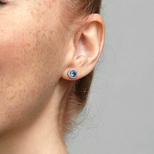 Silberne Ohrringe mit blauem Kristall 296272C01