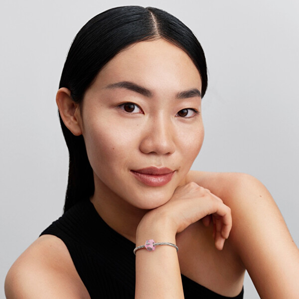 Stříbrný korálek růžová Murano kostka Love Moments 794433C01