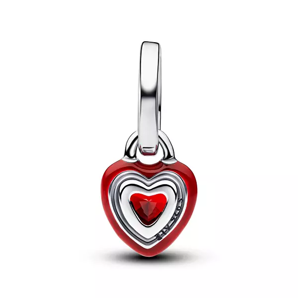 Stříbrný přívěsek červené Srdíčko s glazurou ME 793042C05