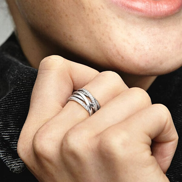 Stříbrný propletený prsten Timeless 190919CZ