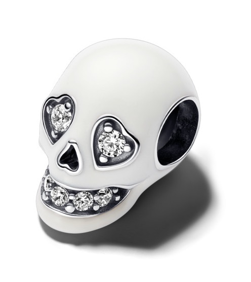 Funkelnde Silberperle Leuchtender Totenkopf 792811C01