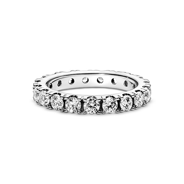 Trblietavý strieborný prsteň s čírymi kryštálmi Timeless 190050C01