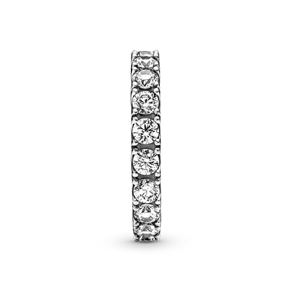Csillogó ezüst gyűrű tiszta kristályokkal Eternity 190050C01