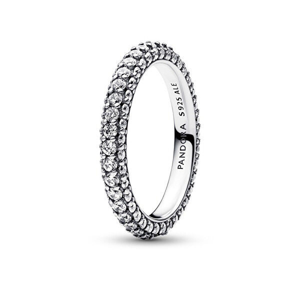 Třpytivý stříbrný prsten se zirkony Timeless 192627C01