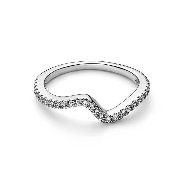 Hullámos ezüst gyűrű cirkónium kövekkel Timeless 192539C01