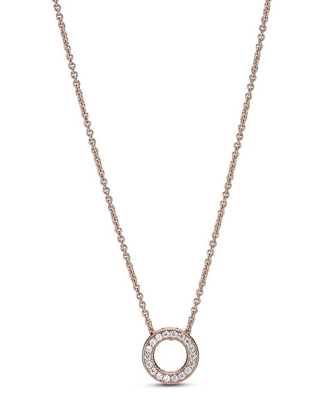 Bronzový náhrdelník s trblietavým príveskom Rose 387436C01-45 (retiazka, prívesok)