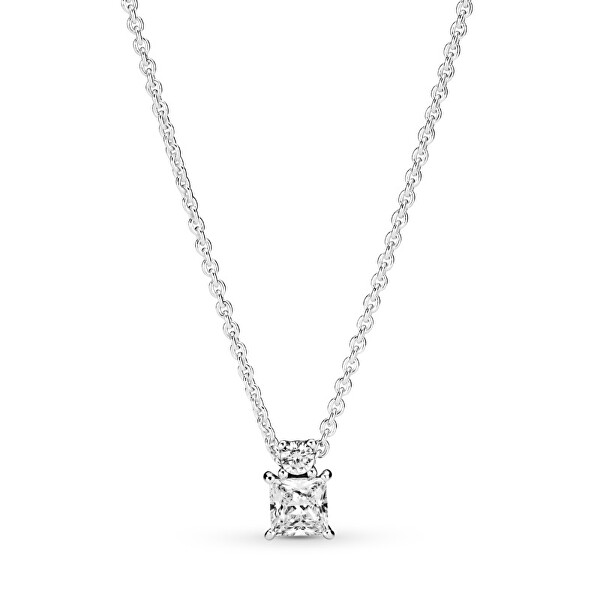 Jemný stříbrný náhrdelník se zirkony Timeless 390048C01-45 (řetízek, přívěsek)