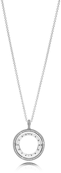 Luxusný strieborný náhrdelník s obojstranným príveskom 397410CZ-60 (retiazka, prívesok)