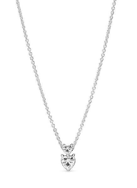 Něžný stříbrný náhrdelník Dvojité srdce Timeless 391229C01-45