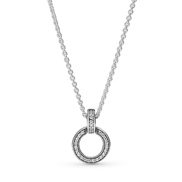 Bájos ezüst nyaklánc cirkóniumkövekkel 399487C01-45 (lánc, medál)