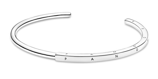 Pevný otevřený stříbrný náramek Pandora Logo 599493C00