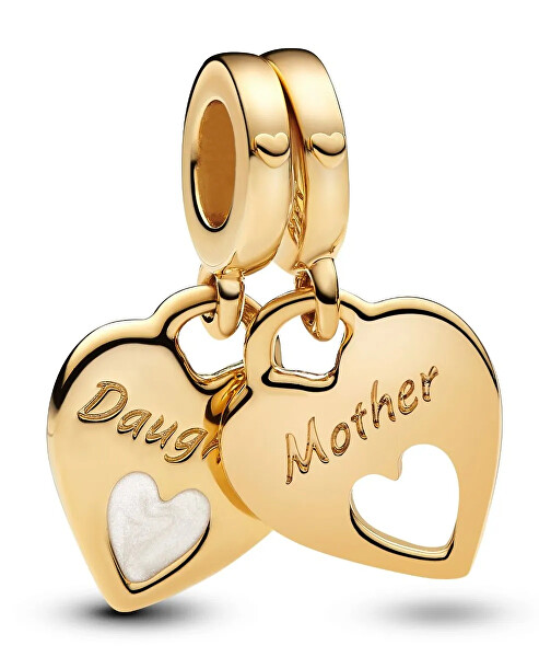 Pozlacené srdíčkové přívěsky Matka a dcera Double Heart 769187C01