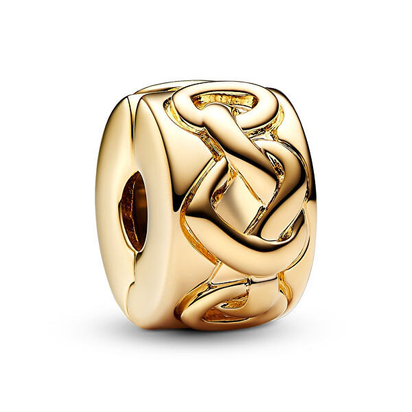 Pozlacený klipový korálek Propletená srdce Shine 768035C00