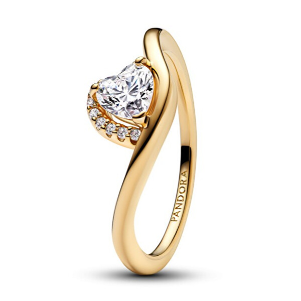 Romantický pozlacený prsten Zvlněné srdce Shine Timeless 163660C01