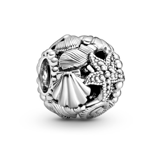 Charm d'argento con Stella Marina, Conchiglia e Cuore Moments 798950C00