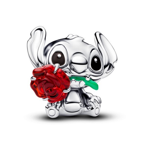Stříbrný korálek Stitch s růží Disney 794378C01