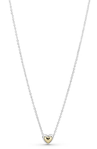 Stříbrný náhrdelník s bicolor srdíčkem 399399c00-45 (řetízek, přívěsek)
