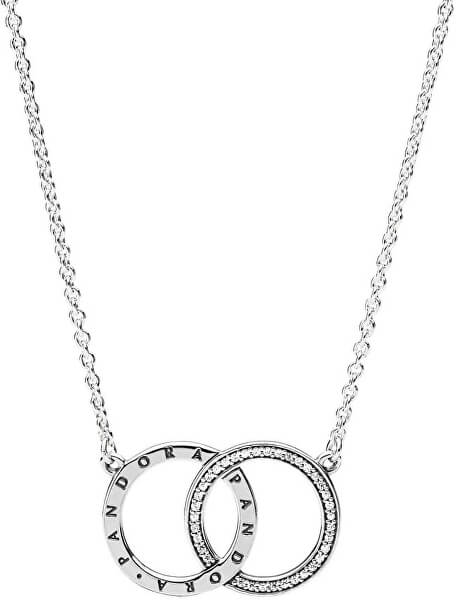 Strieborný náhrdelník s prepojenými kruhmi 396235CZ-45
