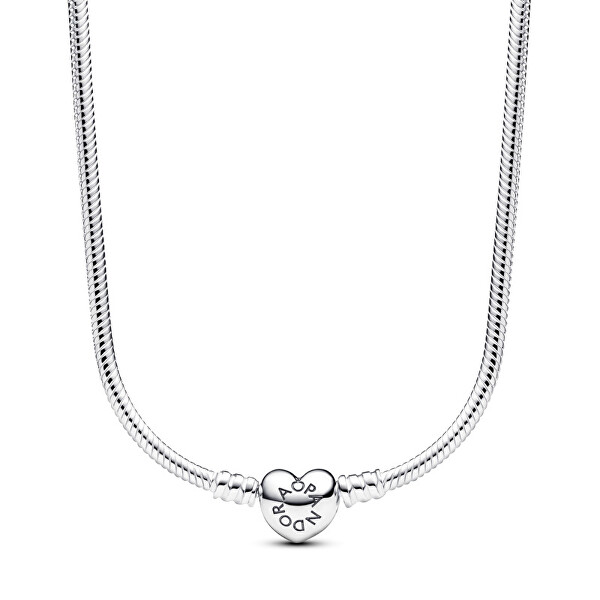Strieborný náhrdelník so srdiečkovým zapínaním Moments 393091C00-45