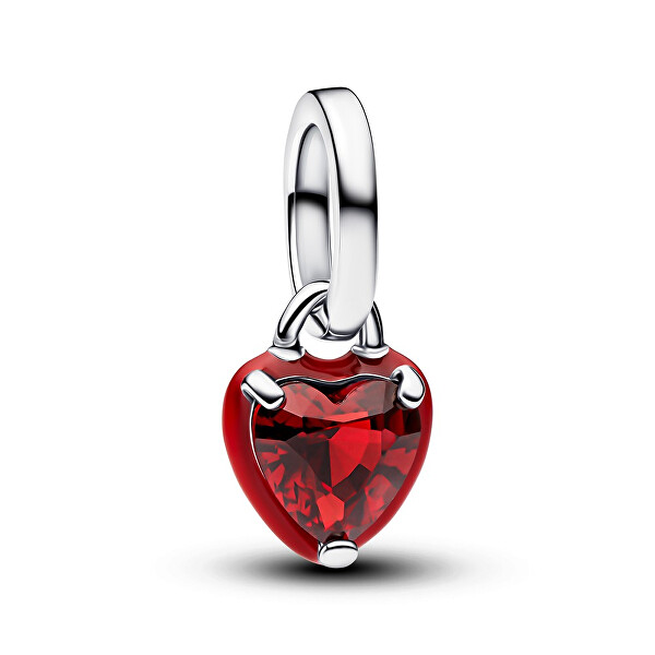 Stříbrný přívěsek červené Srdíčko s glazurou ME 793042C05