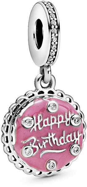 Charm in argento Torta di compleanno rosa 798888C01