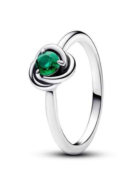 Stříbrný prsten se zeleným krystalem Květnový měsíční kámen 192993C05