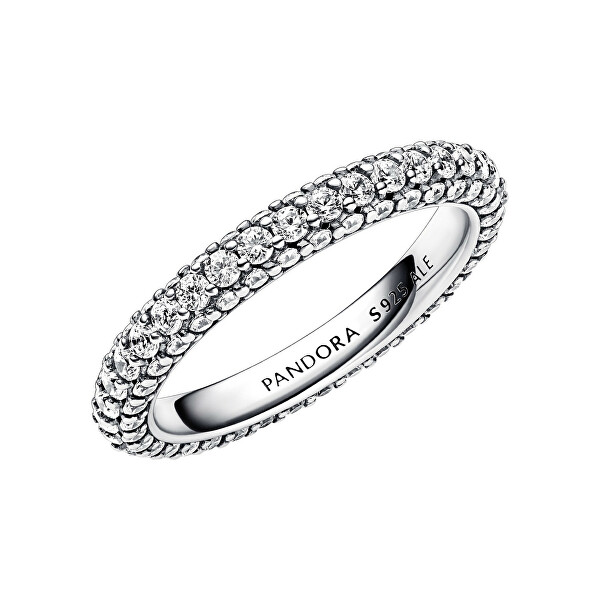 Csillogó ezüst gyűrű cirkónium kövekkel 192627C01
