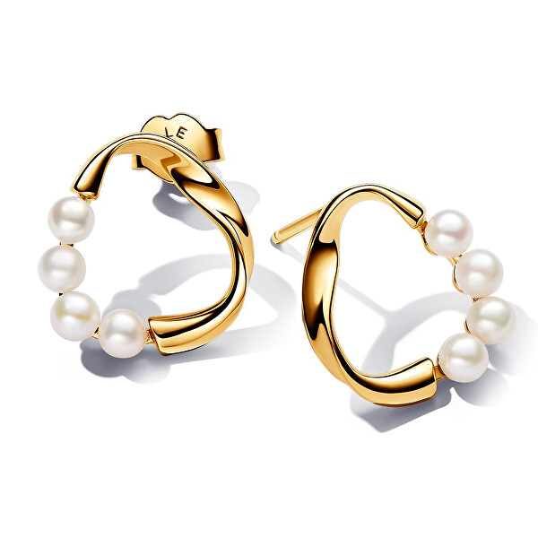 Úchvatné pozlacené náušnice s perlami Essence Shine 263276C01