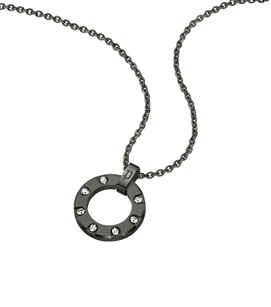 Fashion čierny náhrdelník z ocele Gunport PEAGN0035702