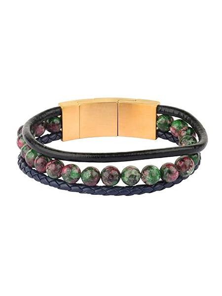 Kožený trojitý náramek pro muže PJ26552BLK.02