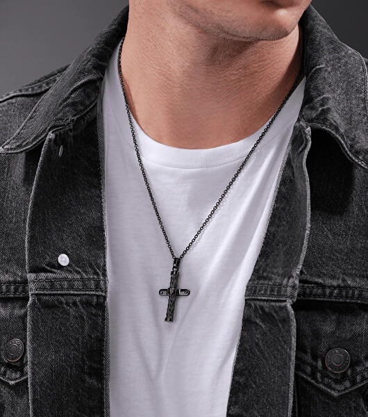 Zeitlose schwarze Halskette mit Kreuz Crossed PEAGN0032403