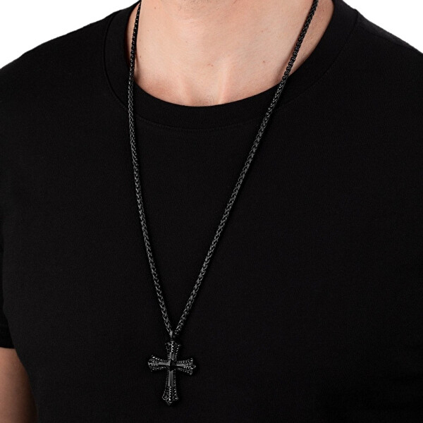Oceľový pánsky náhrdelník Kríž s kryštálmi Kudos PEJGN2112822