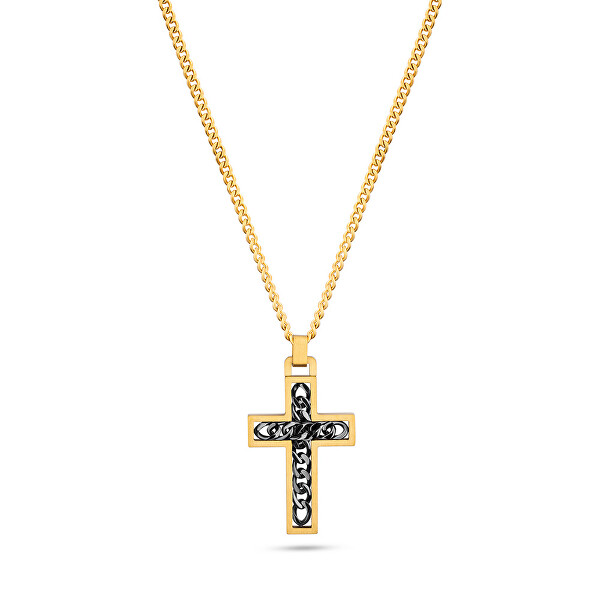 Originální pozlacený náhrdelník s křížkem Crossed Out PEAGN2211303