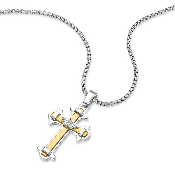 Pánsky bicolor náhrdelník s krížikom Spirit PEAGN0036403