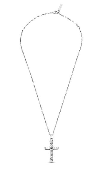 Nadčasový oceľový náhrdelník s krížikom Crossed PEAGN0032402