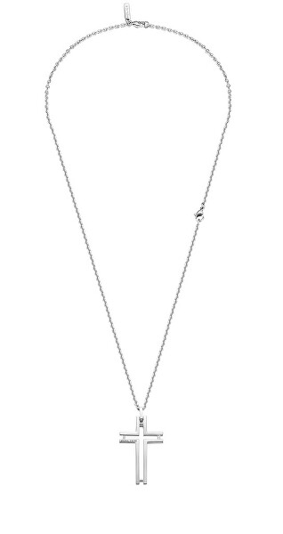 Pánsky oceľový náhrdelník s krížikom Framed PEAGN0005305