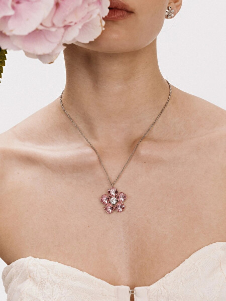Bižuterní náhrdelník s křišťálem Preciosa Florita Bloom Pop 2646 69 (řetízek, přívěsek)